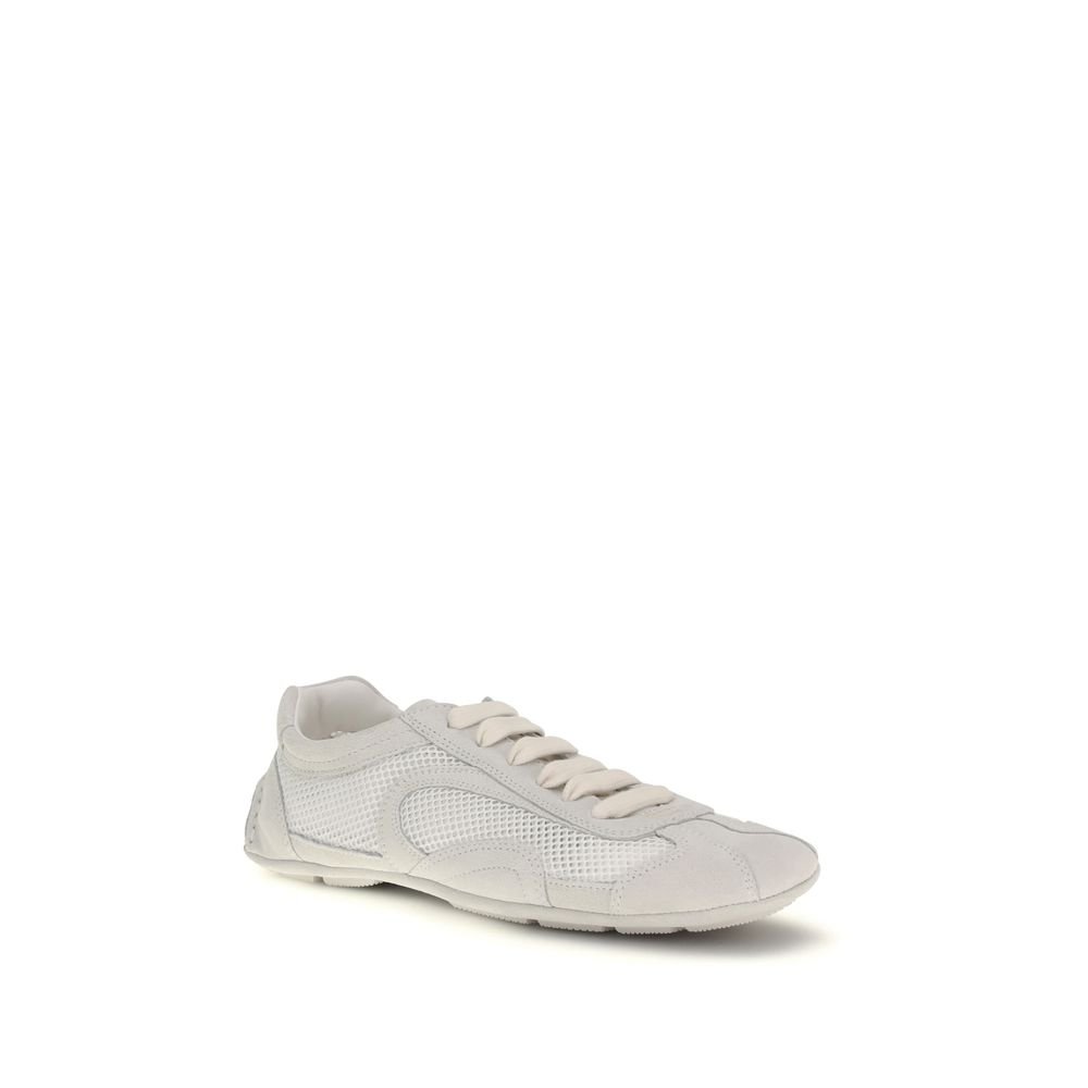 Prada White Fabric Low Top Sneakers - Image 2