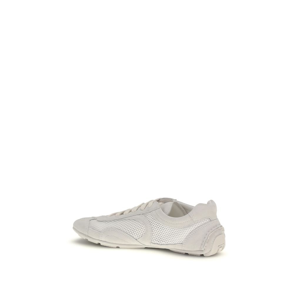 Prada White Fabric Low Top Sneakers - Image 3