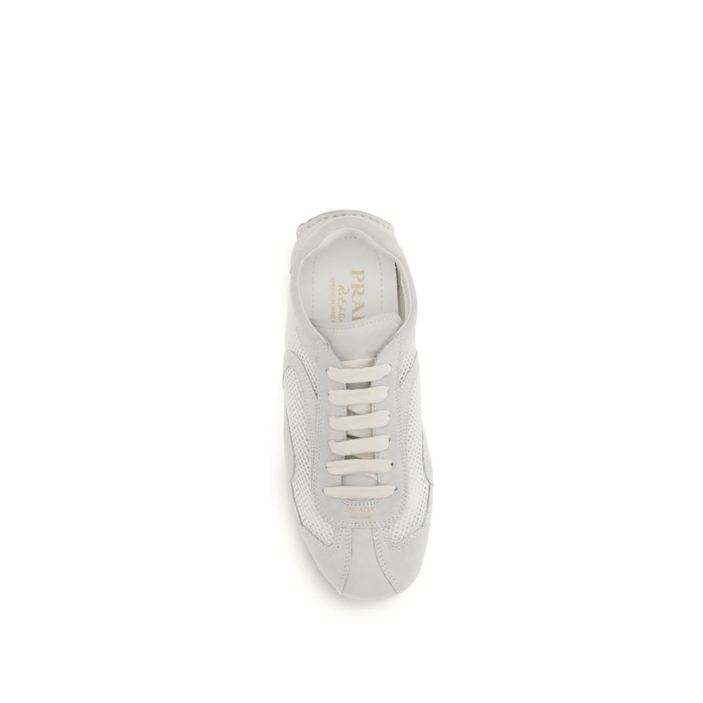 Prada White Fabric Low Top Sneakers - Image 4