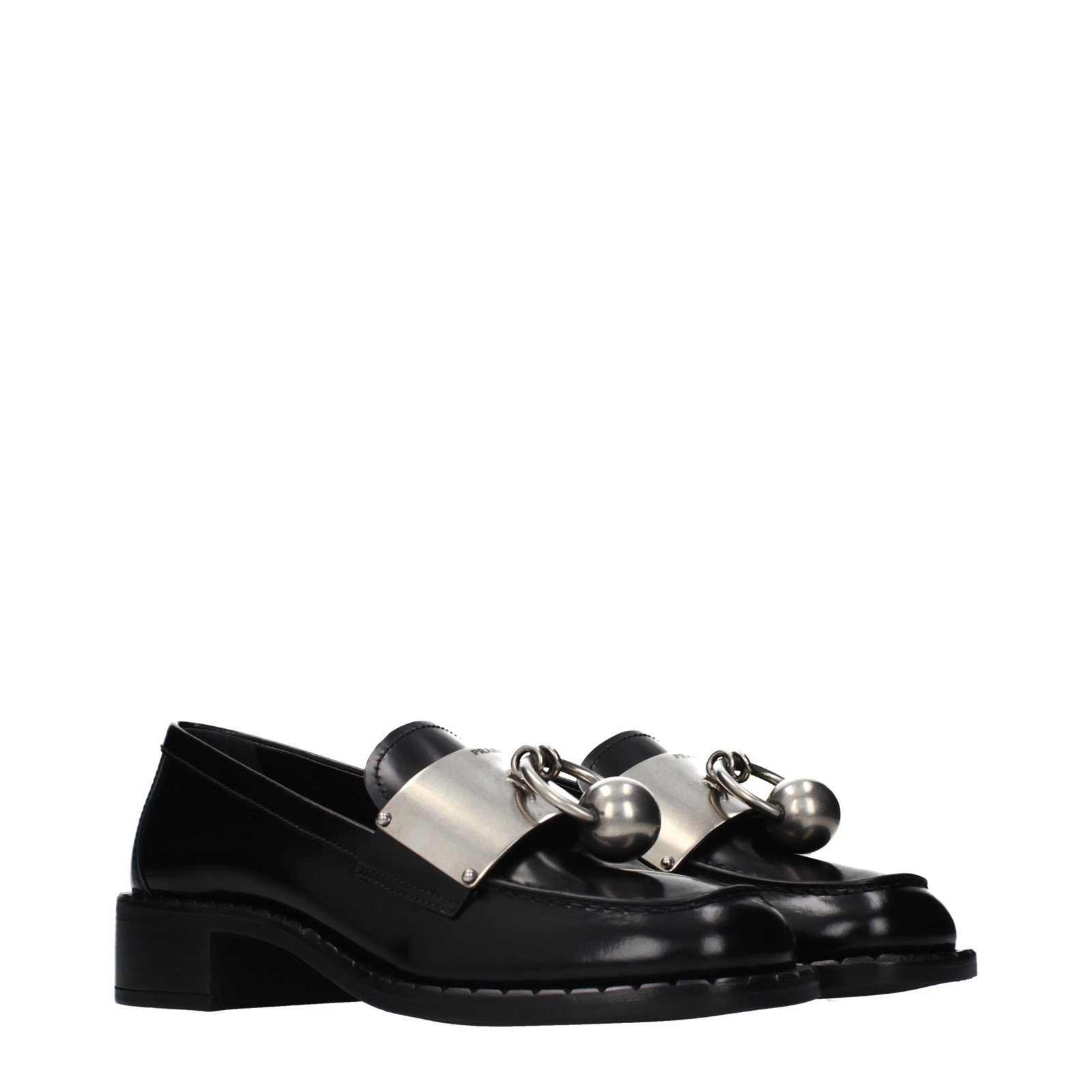 Prada Black Leather Slip-On Loafers - Image 2