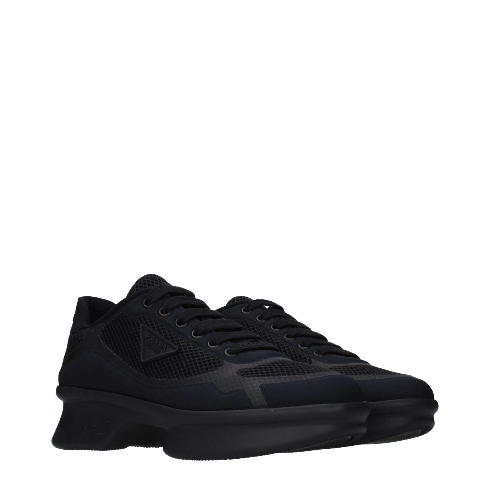 Prada Black Fabric Low Top Sneakers - Image 2