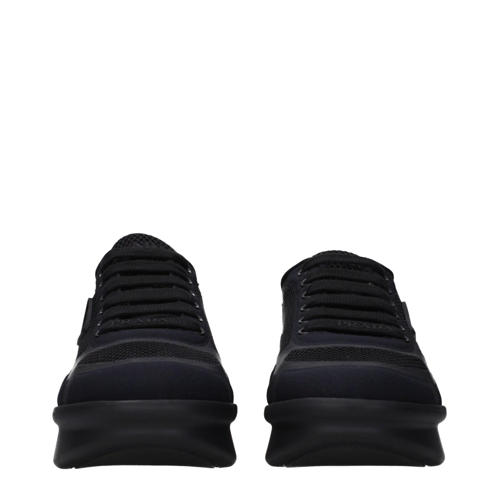 Prada Black Fabric Low Top Sneakers - Image 3