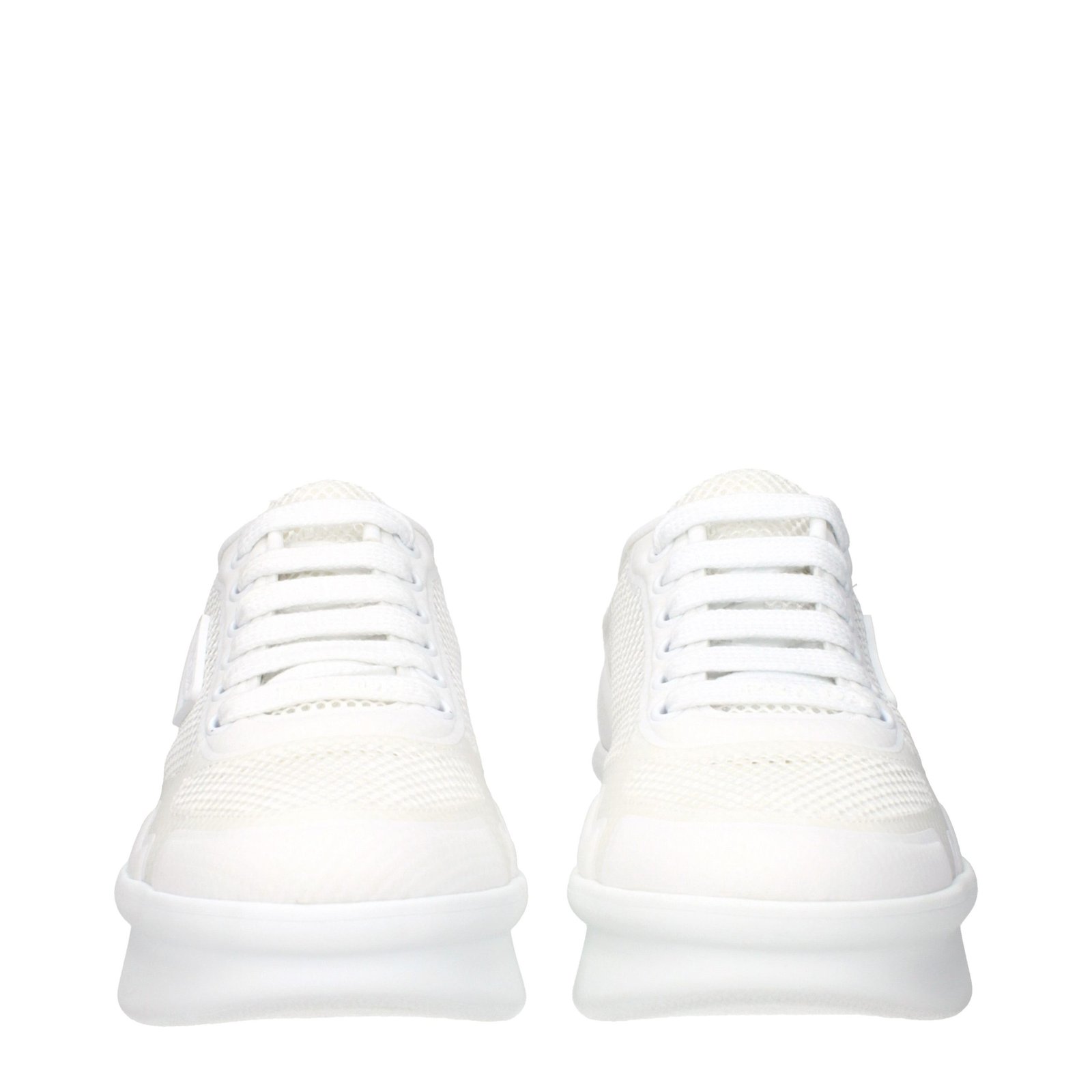 Prada White Fabric Low Top Sneakers - Image 3