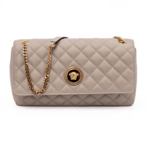 Versace Taupe Quilted Leather Shoulder Strap Bag