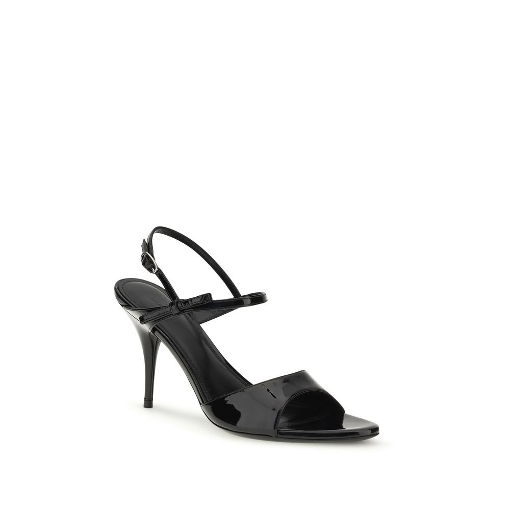 Balenciaga Black Calf Leather Bos Taurus Stiletto Heel Sandals - Image 2