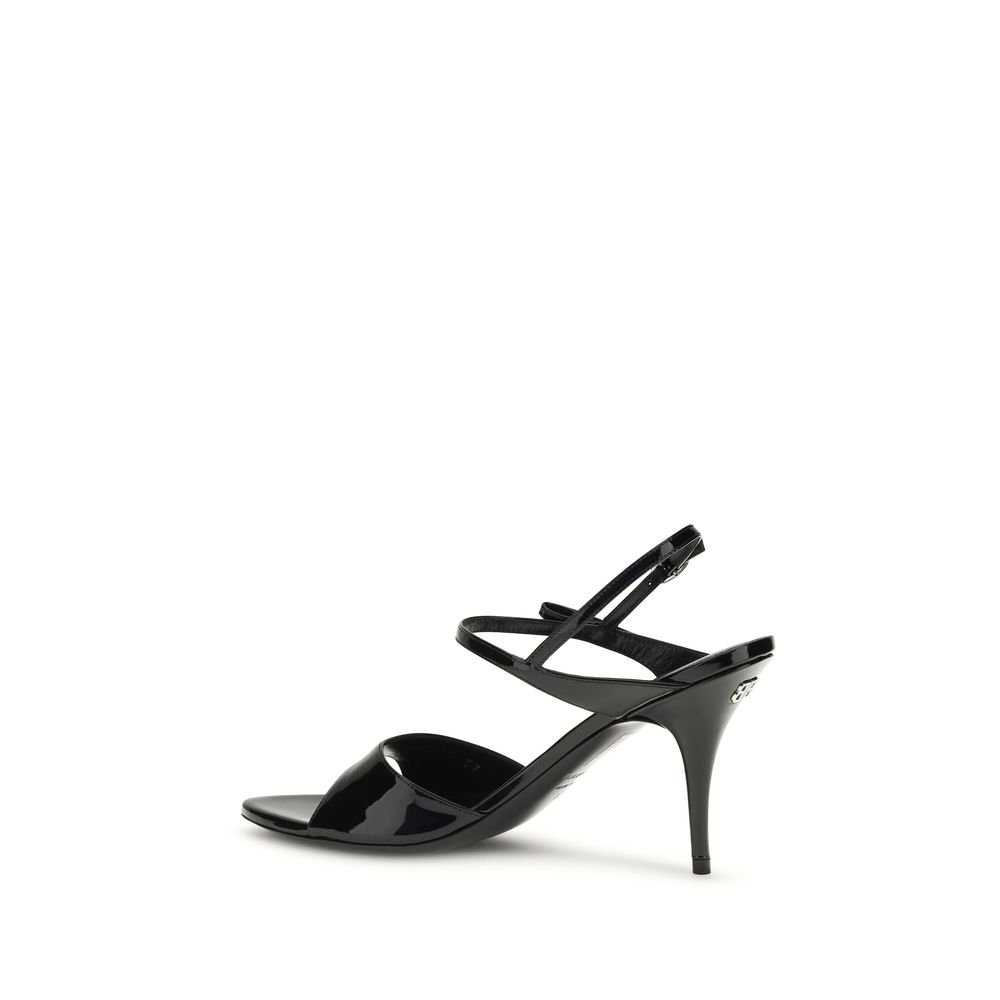 Balenciaga Black Calf Leather Bos Taurus Stiletto Heel Sandals - Image 3
