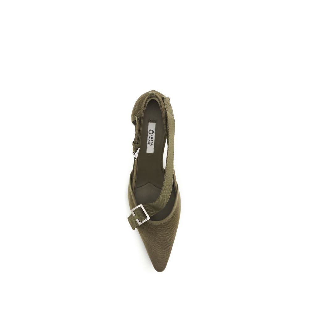 Prada Bicolor Cotton Mid Heel Pumps - Image 4