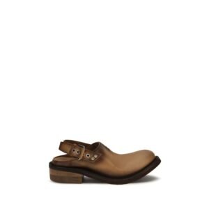 Miu Miu Brown Calf Leather Bos Taurus Mules