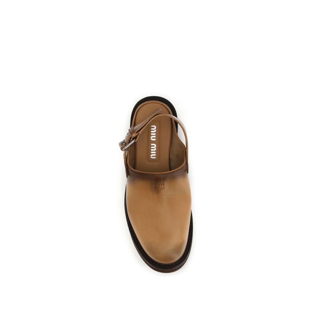 Miu Miu Brown Calf Leather Bos Taurus Mules - Image 4