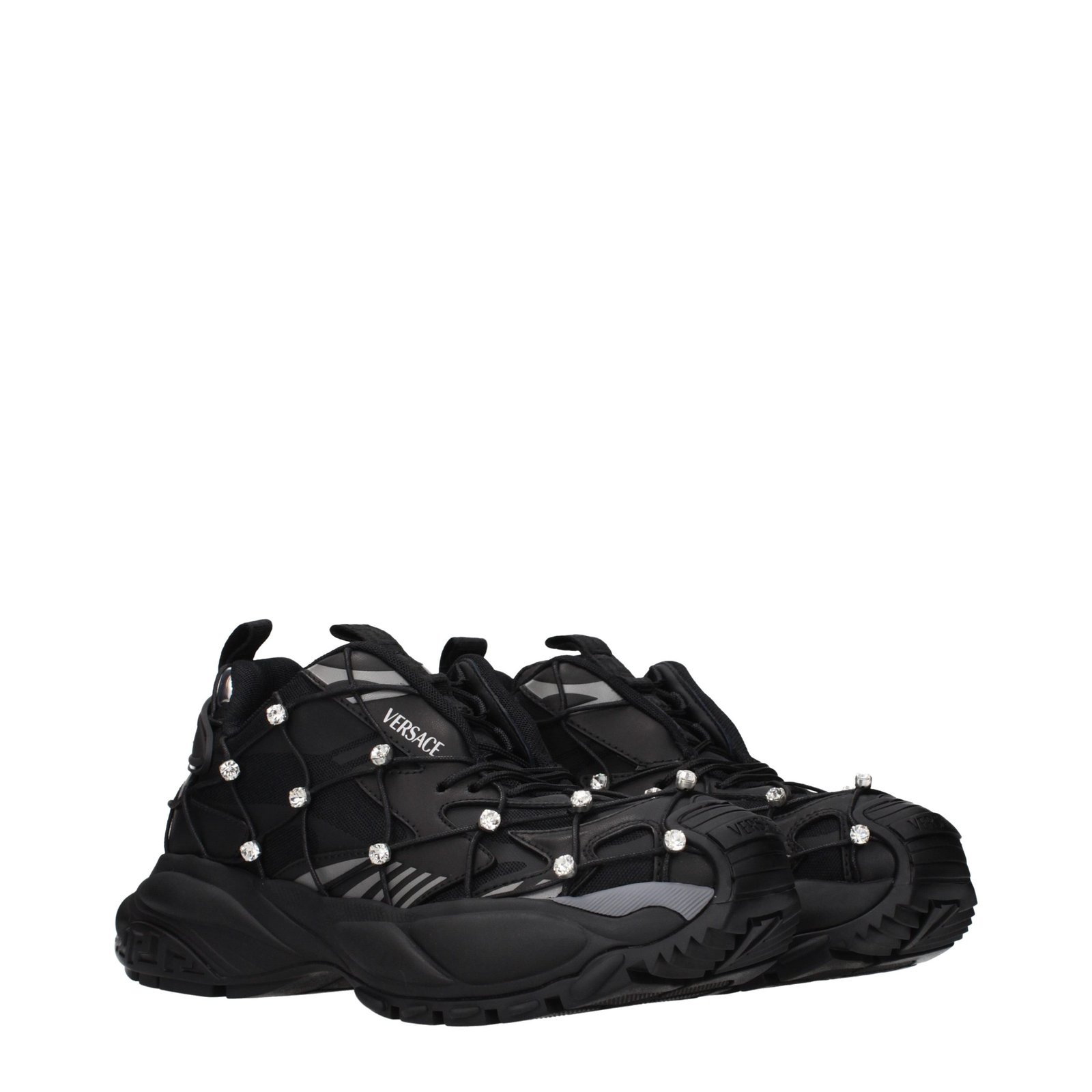 Versace Black Fabric Chunky Sneakers - Image 2