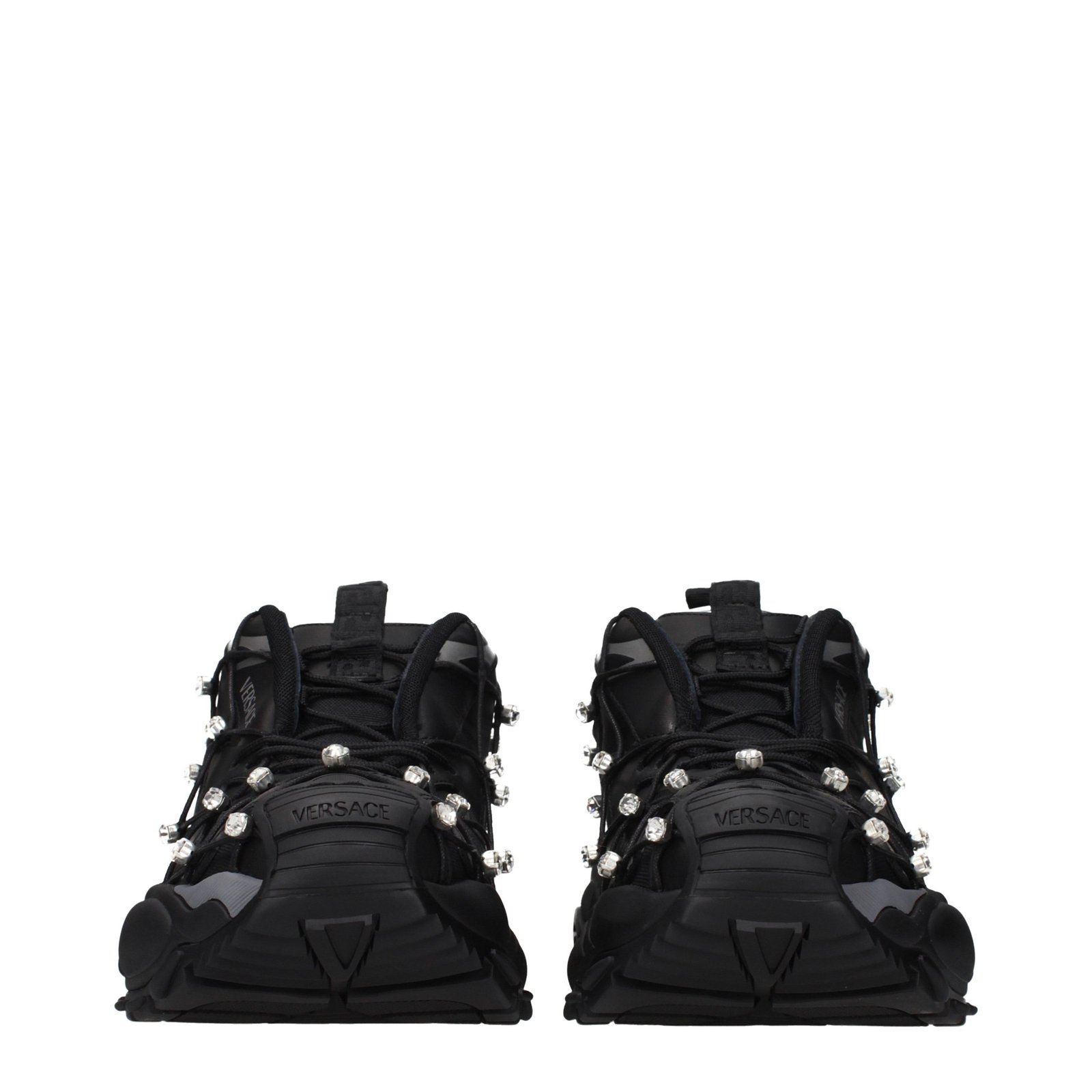 Versace Black Fabric Chunky Sneakers - Image 3