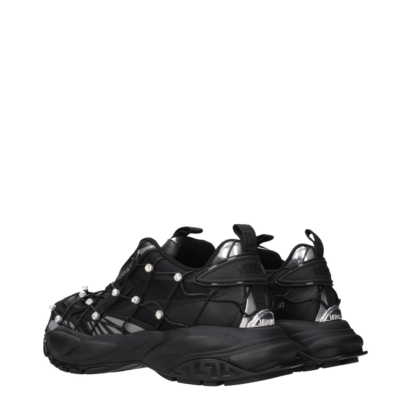 Versace Black Fabric Chunky Sneakers - Image 4