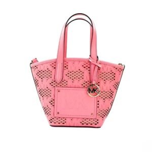 Michael Kors Kimber Small Tea Rose Leather 2-In-1 Zip Tote Messenger Bag Purse