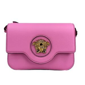 Versace La Medusa Pink Leather Shoulder Crossbody Bag Purse