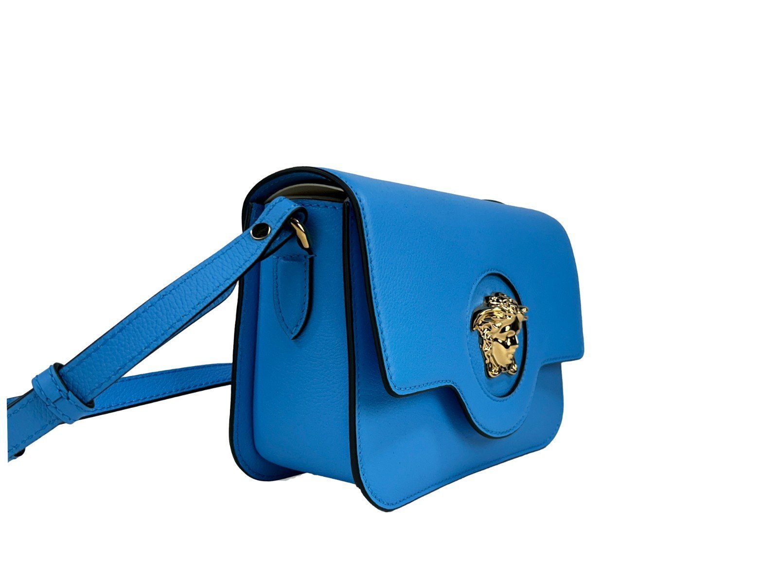 Versace La Medusa Blue Leather Shoulder Crossbody Bag Purse - Image 2