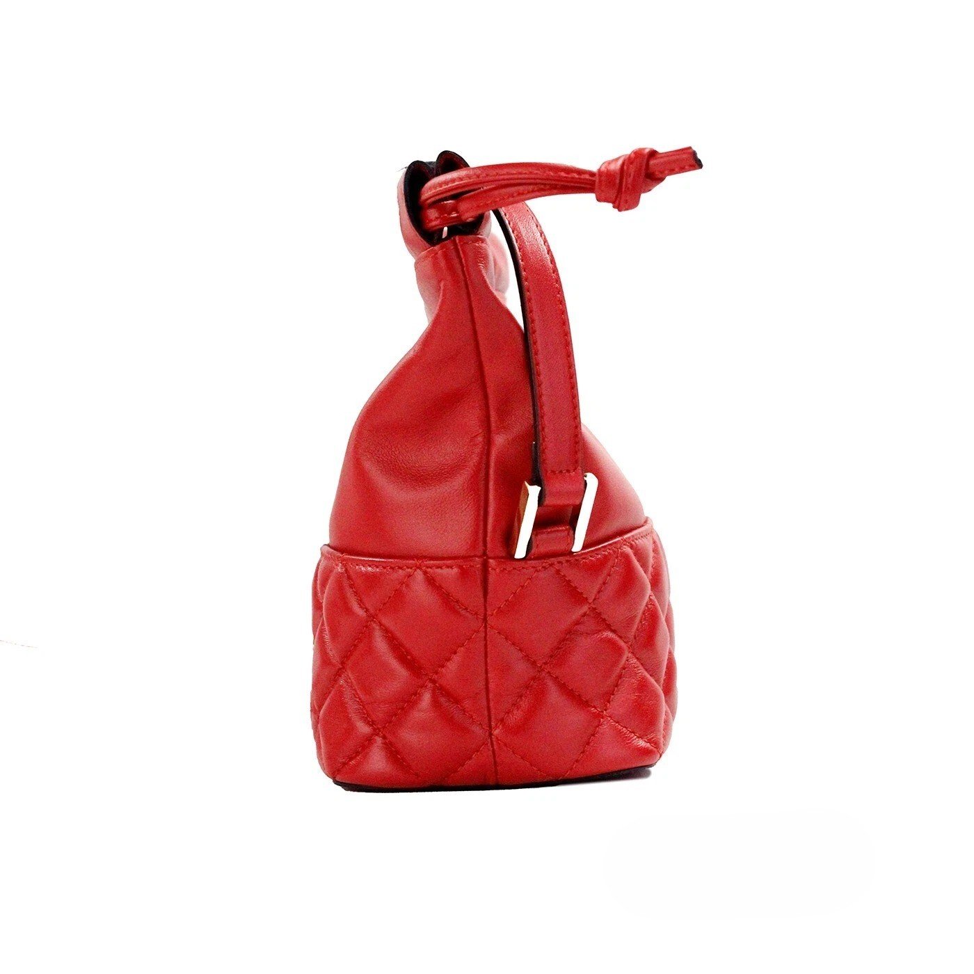 Versace Red Quilted Leather Drawstring Shoulder Bag Bucket Crossbody Handbag - Image 4