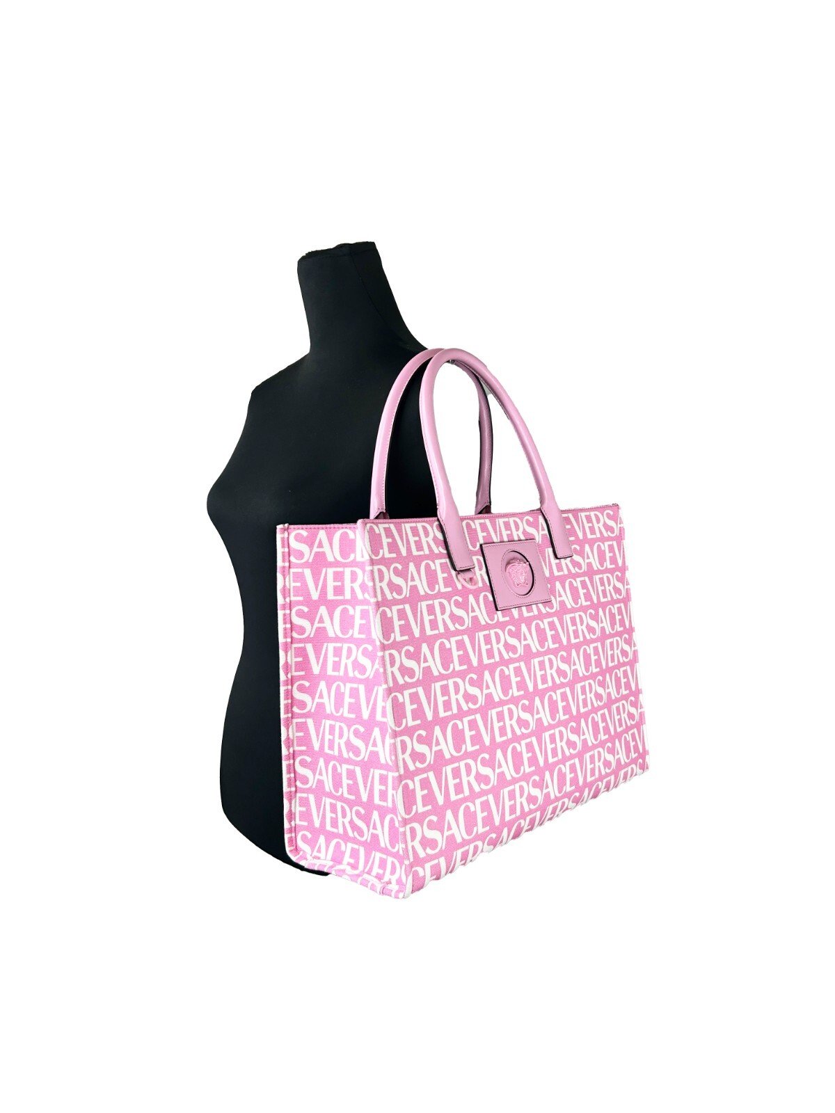Versace Medusa Large Canvas Large Tote Bag Baby Pink - Image 4