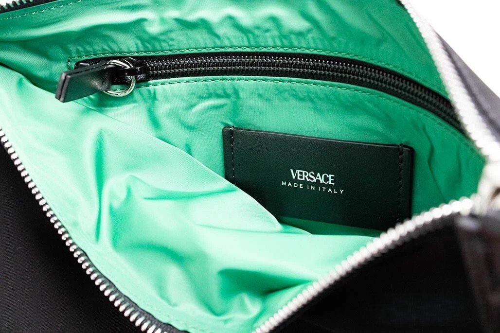 Versace Large Black Nylon Fabric Medusa Convertible Pouch Clutch Wristlet Bag - Image 3