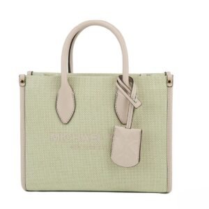 Michael Kors Mirella Small Powder Blush Canvas Shopper Crossbody Handbag Purse