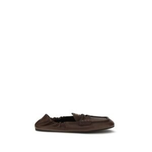 Miu Miu Brown Lamb Ovis Aries Slip-On Loafers