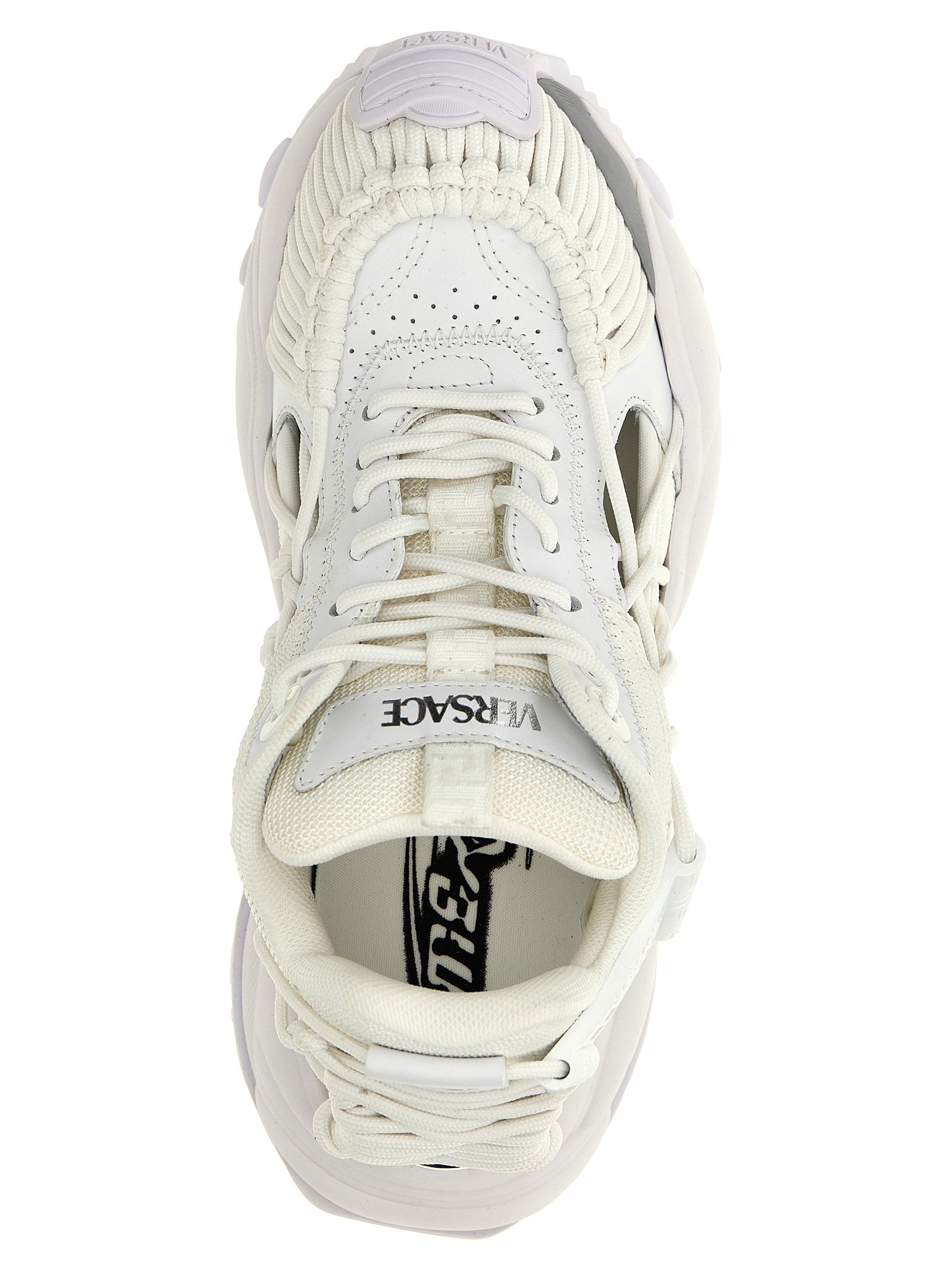 Versace White Calfskin Athletic Sneakers - Image 4