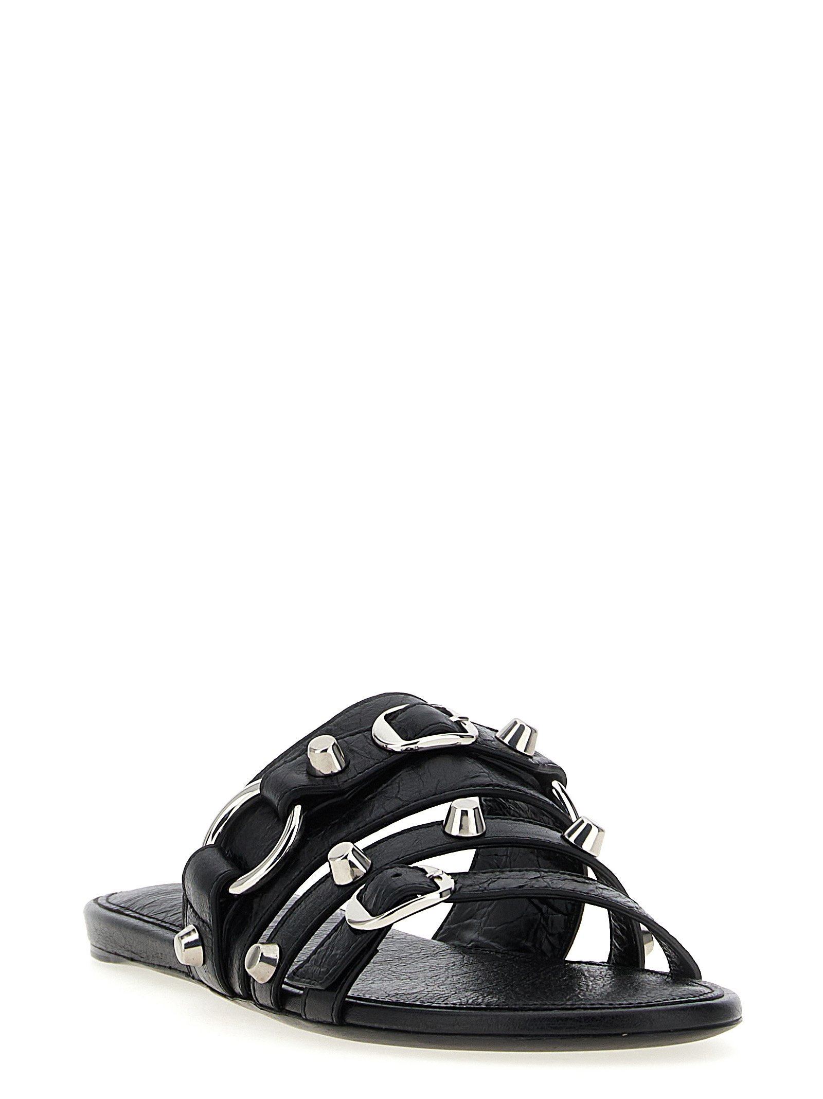Balenciaga Black Lamb Leather Slides - Image 2