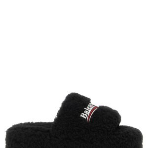 Balenciaga Black Polyester Slides