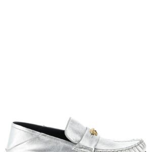 Versace Silver Lamb Leather Slip-On Loafers