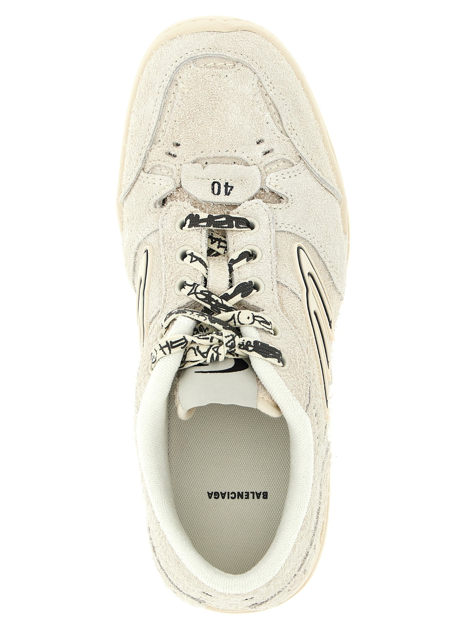 Balenciaga Beige Bovine Leather Platform Sneakers - Image 4
