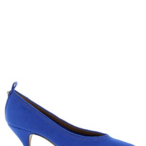 Versace Blue Cotton Mid Heel Pumps