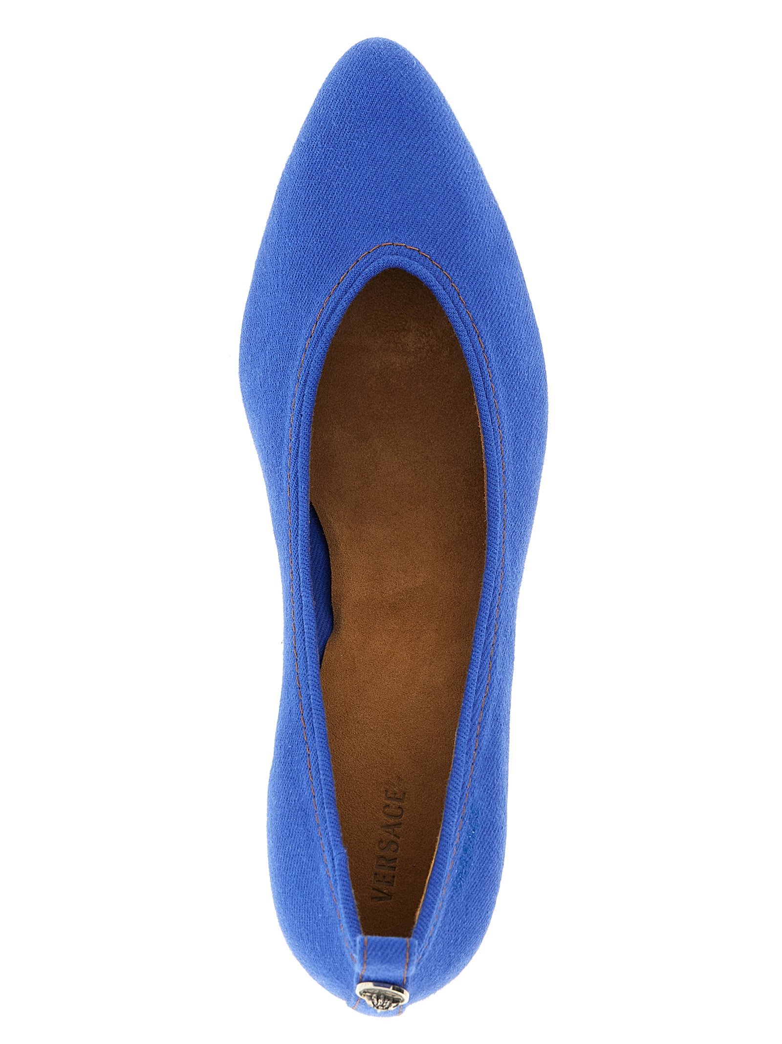 Versace Blue Cotton Mid Heel Pumps - Image 4