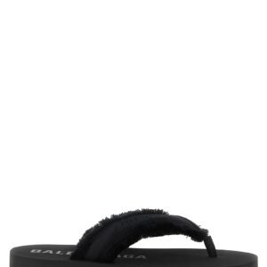 Balenciaga Black Viscose Slides