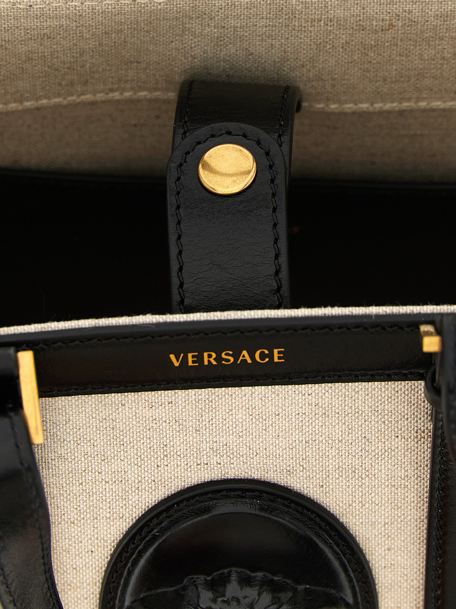 Versace Beige Linen Tote Bag - Image 4