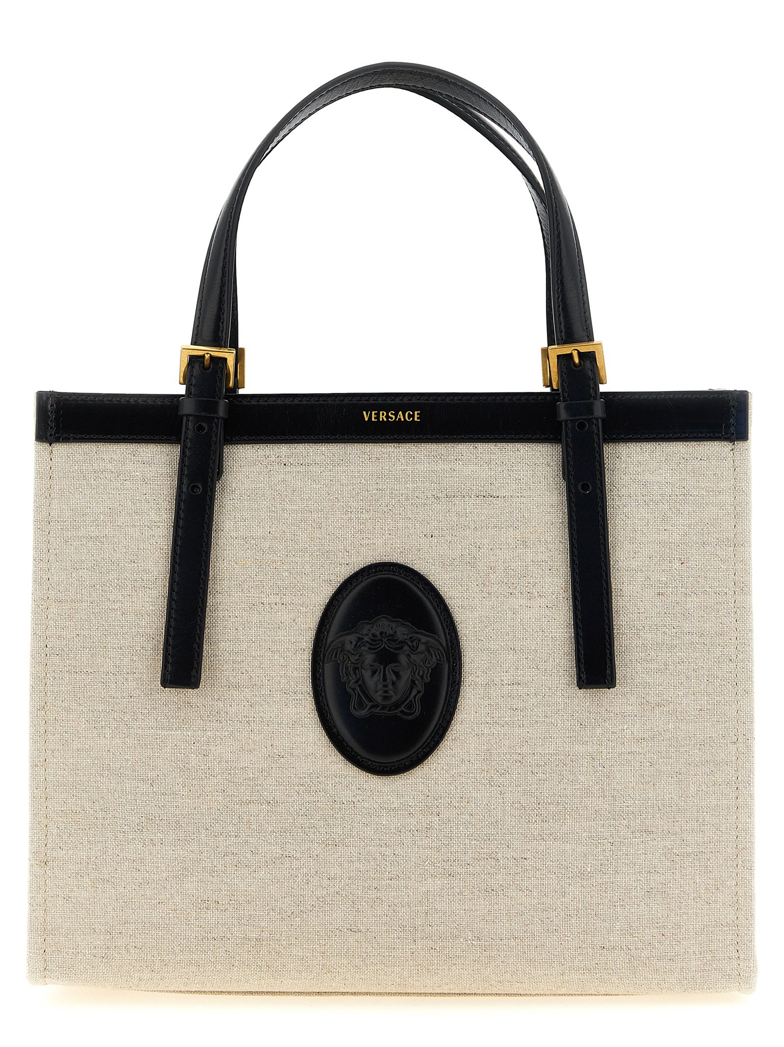 Versace Beige Leather Tote Bag