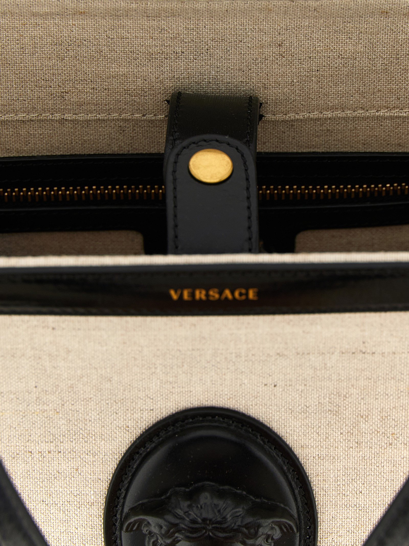 Versace Beige Leather Tote Bag - Image 4