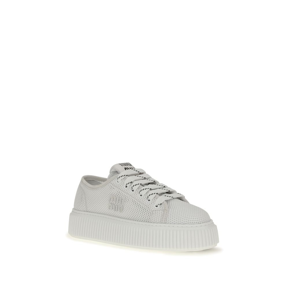 Miu Miu White Polyamide Platform Sneakers - Image 2