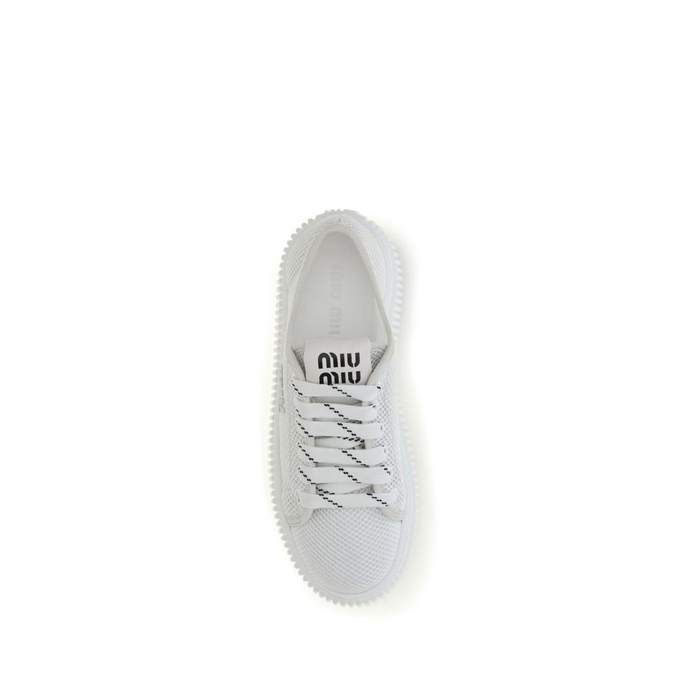 Miu Miu White Polyamide Platform Sneakers - Image 4