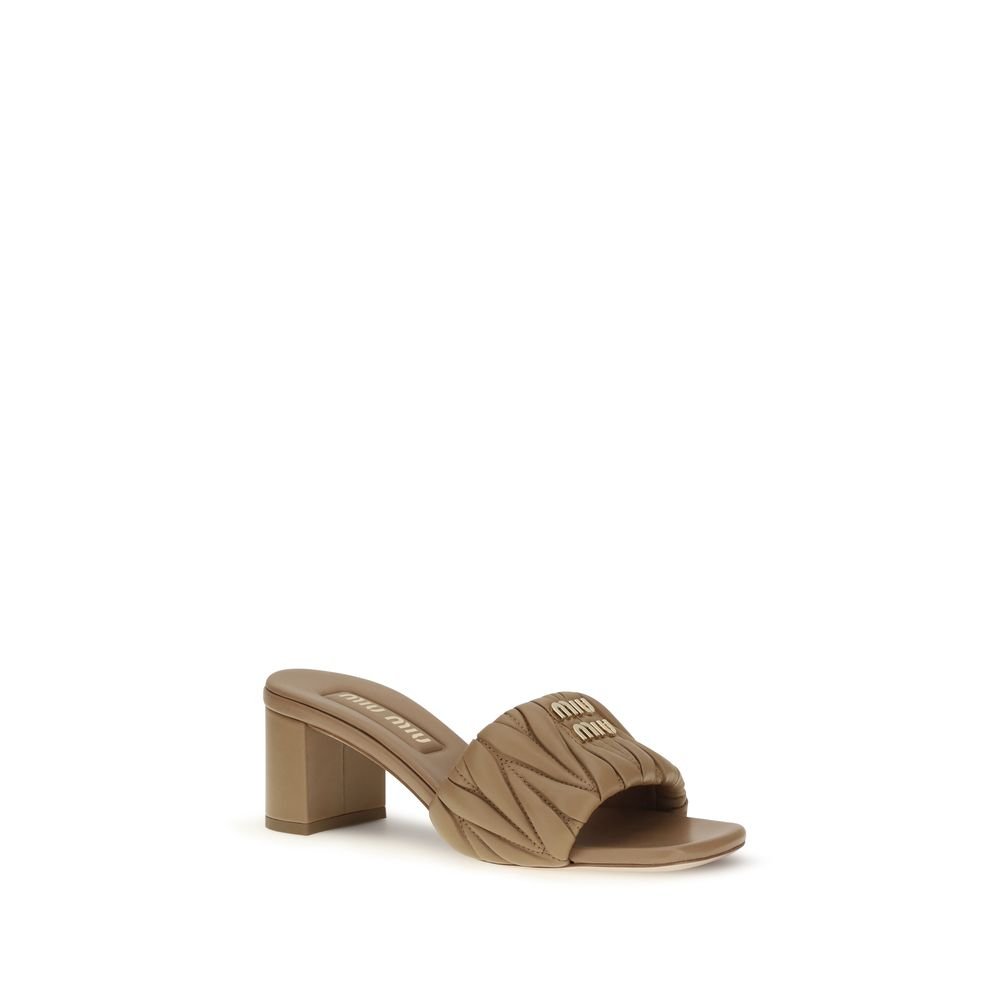 Miu Miu Beige Lamb Ovis Aries Platform Sandals - Image 2