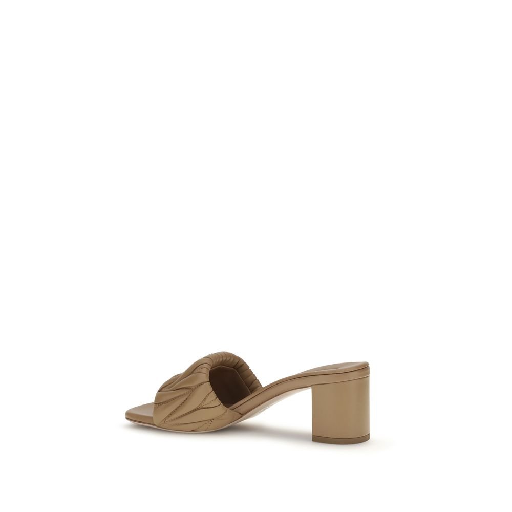 Miu Miu Beige Lamb Ovis Aries Platform Sandals - Image 3