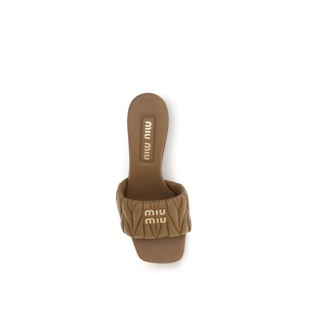 Miu Miu Beige Lamb Ovis Aries Platform Sandals - Image 4