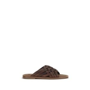 Miu Miu Brown Calf Leather Bos Taurus Flat Sandals