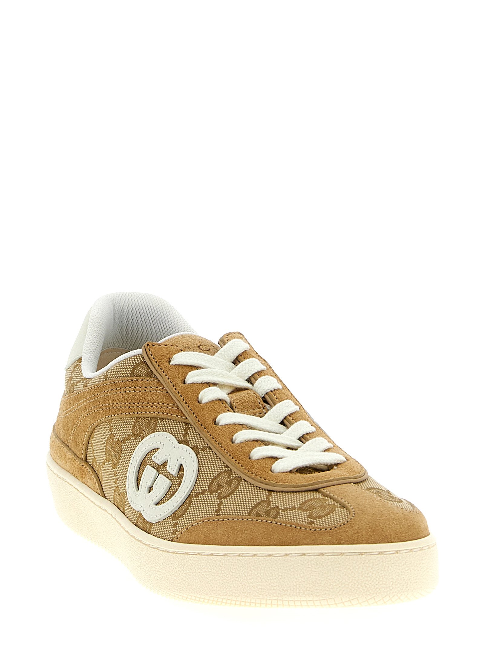 Gucci Beige Calfskin Low Top Sneakers - Image 2