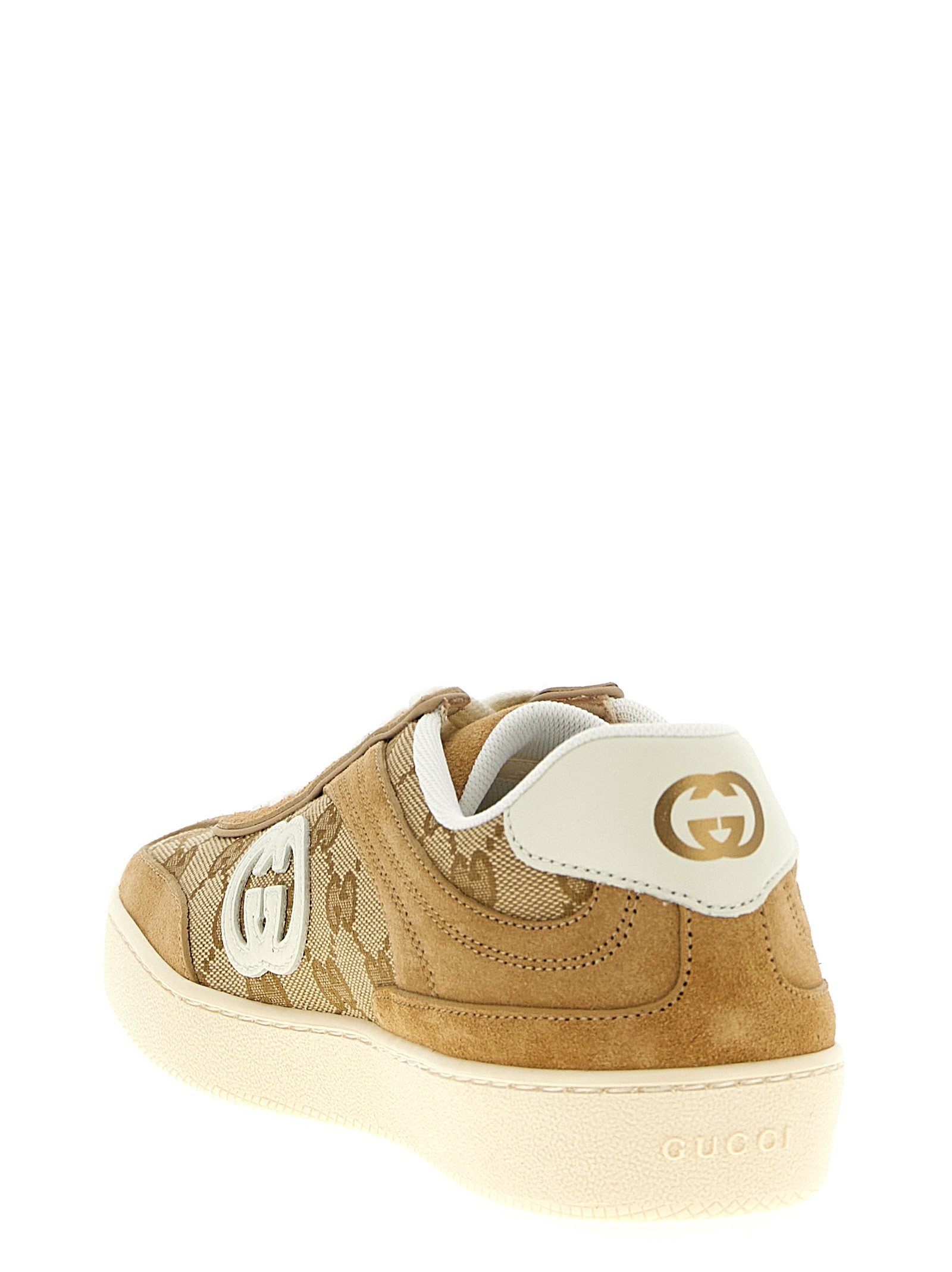 Gucci Beige Calfskin Low Top Sneakers - Image 3