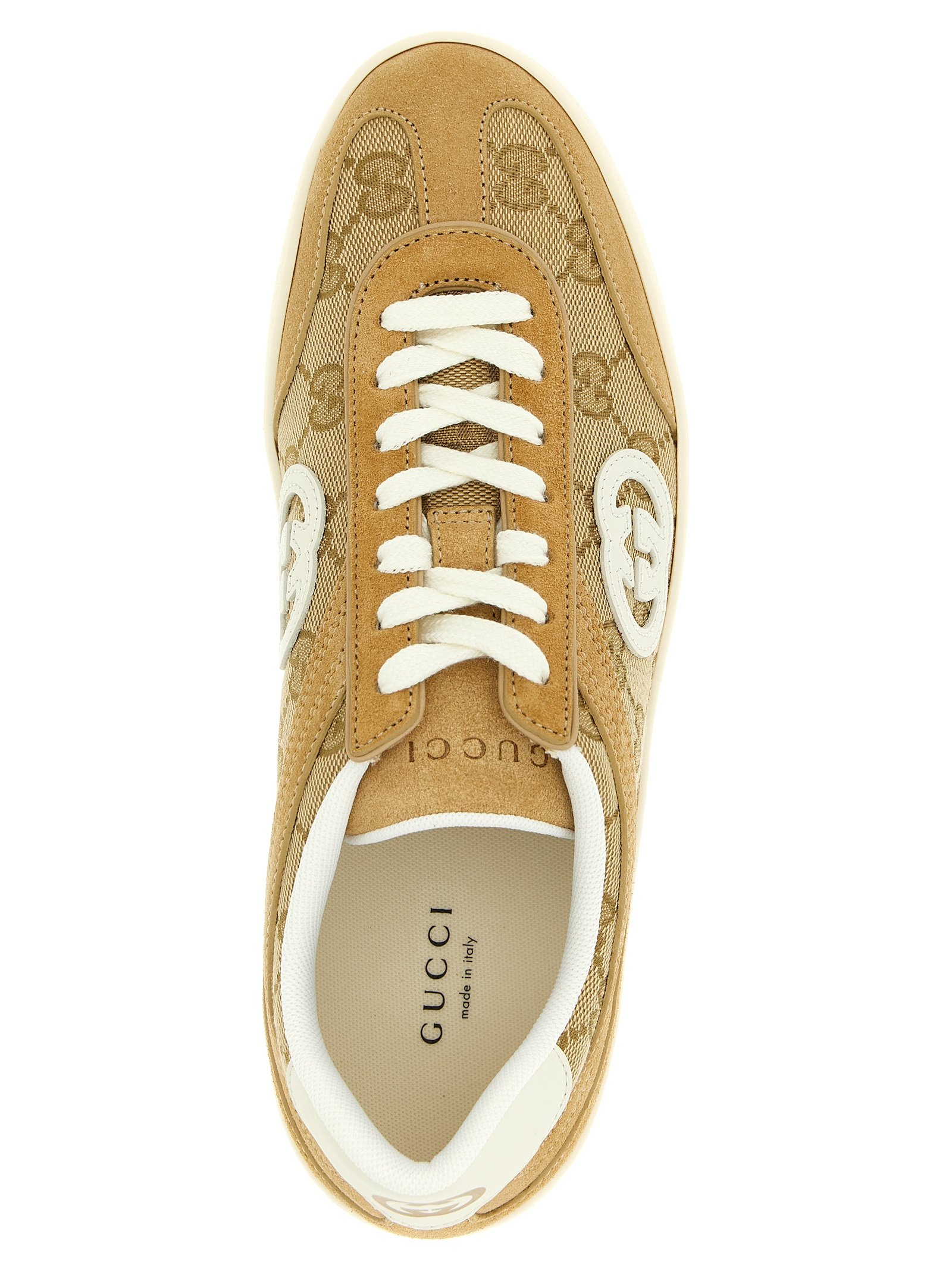 Gucci Beige Calfskin Low Top Sneakers - Image 4