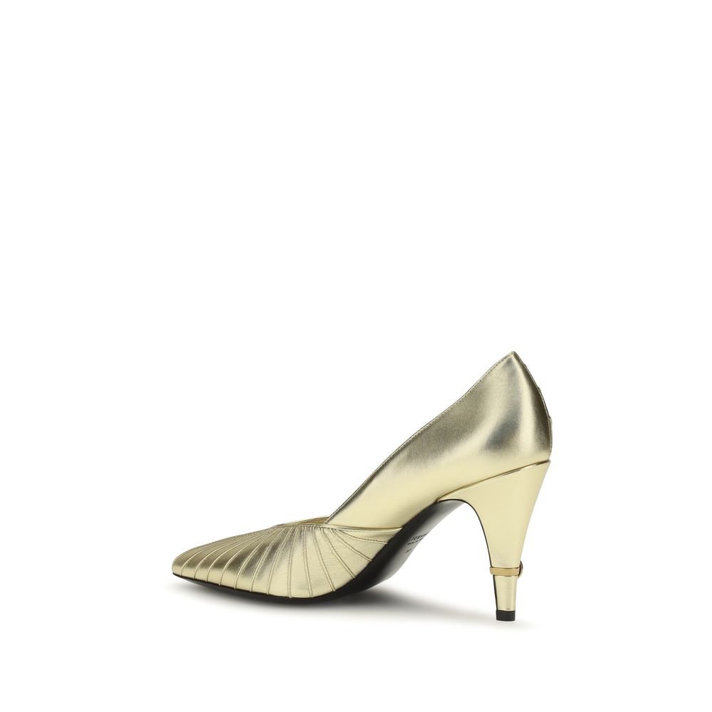 Versace Gold Calf Leather Bos Taurus High Heel Pumps - Image 3