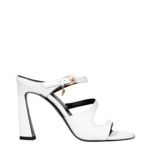 Versace White Leather Stiletto Heel Sandals