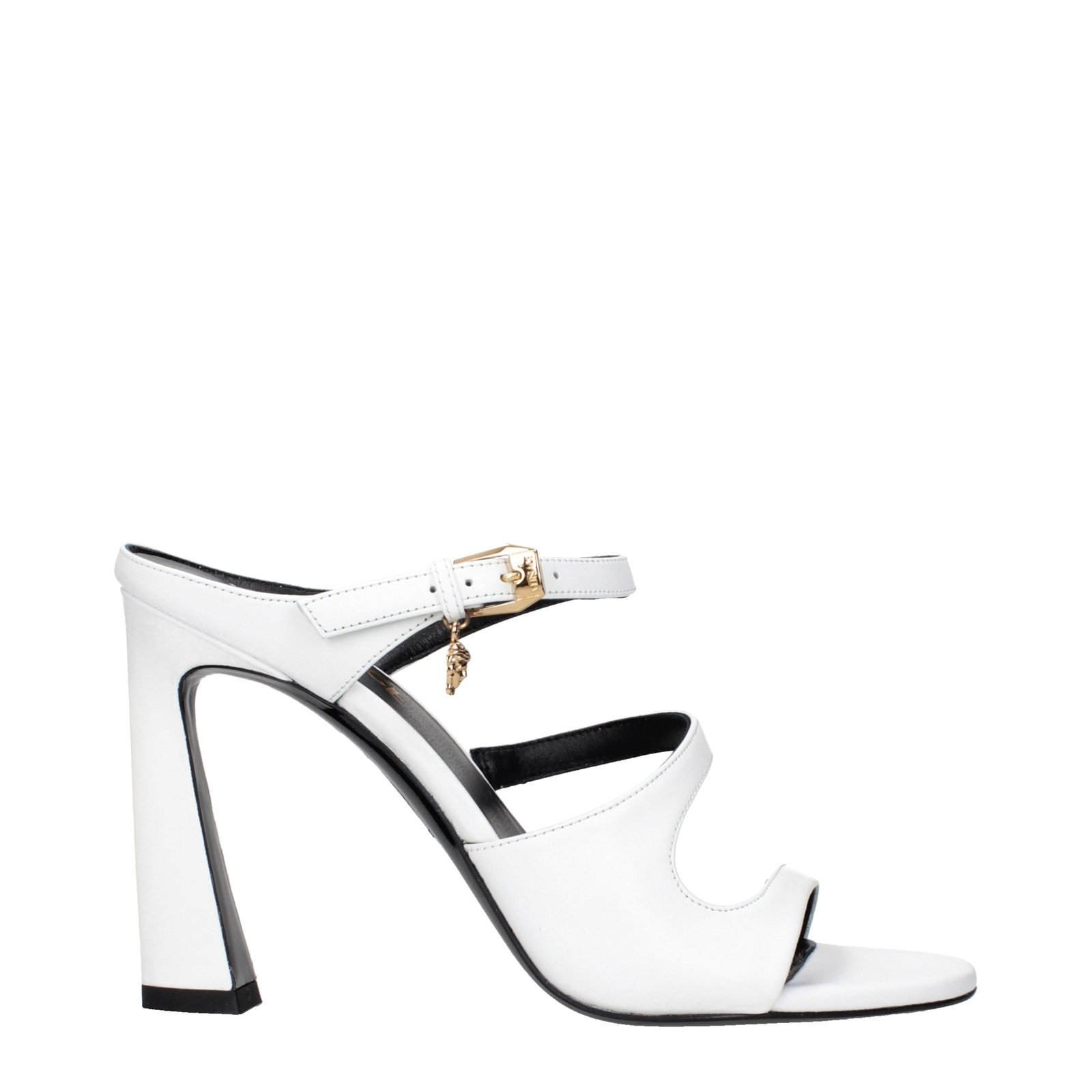 Versace White Leather Stiletto Heel Sandals