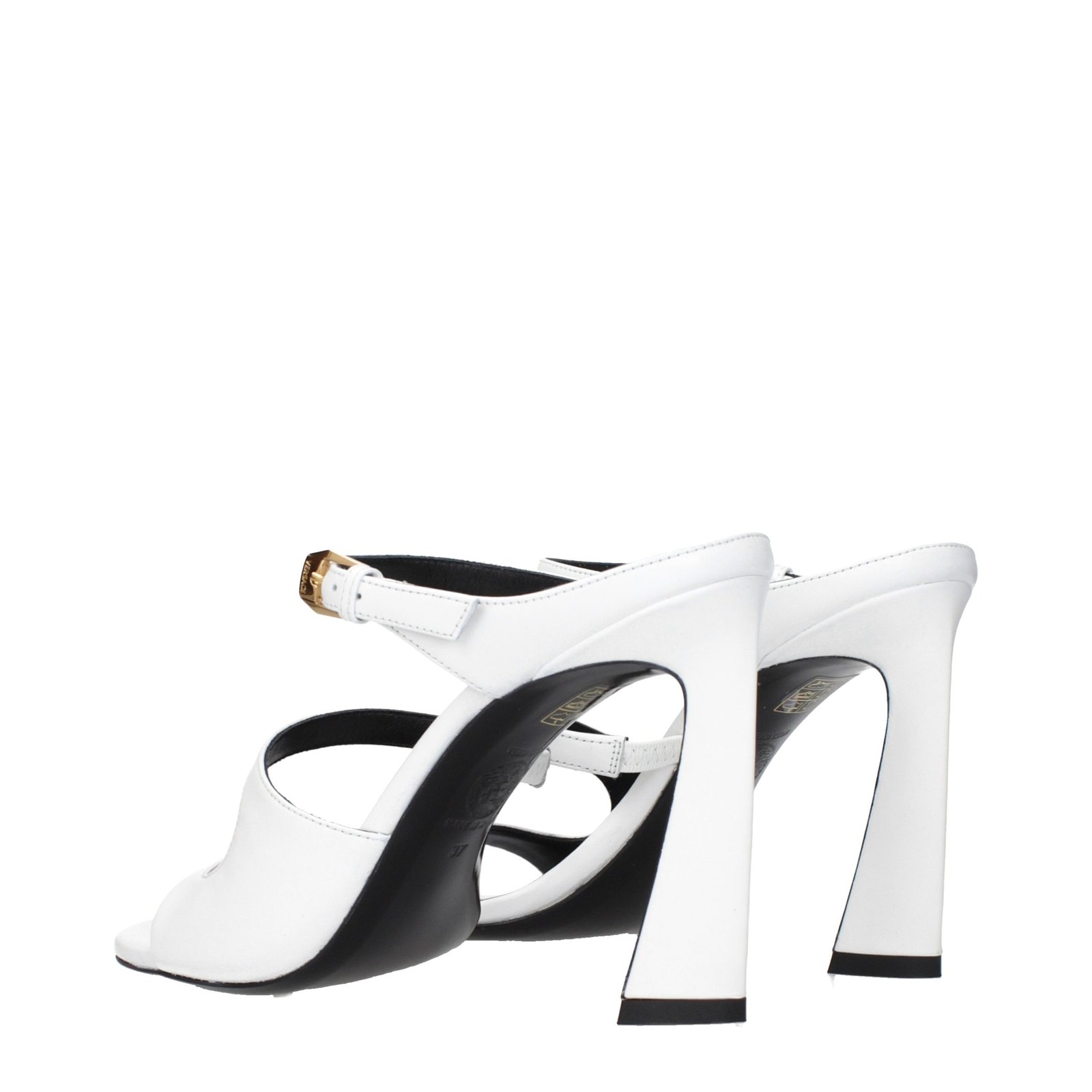 Versace White Leather Stiletto Heel Sandals - Image 4