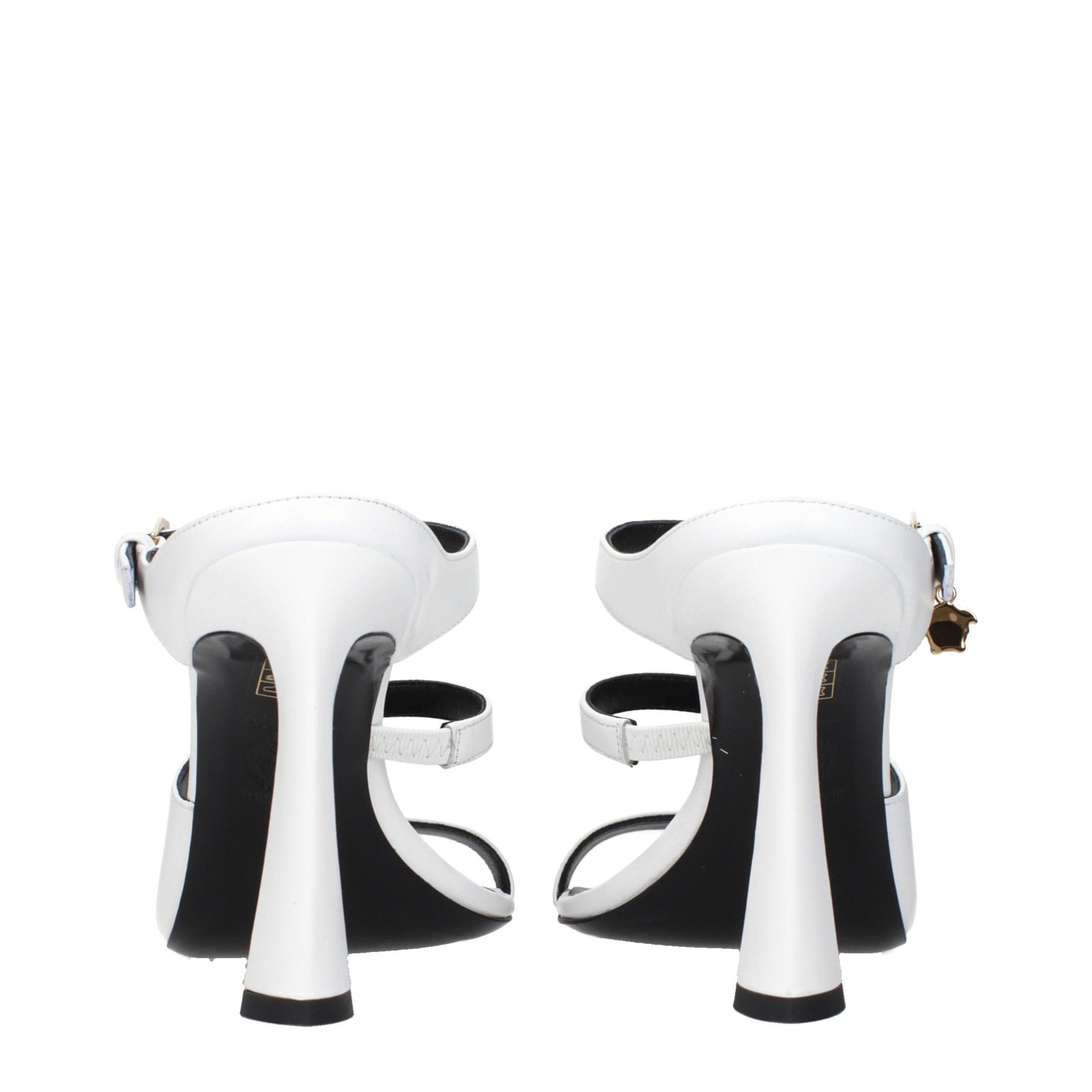 Versace White Leather Stiletto Heel Sandals - Image 5