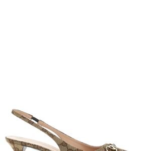 Gucci Beige Polyester Mid Heel Pumps